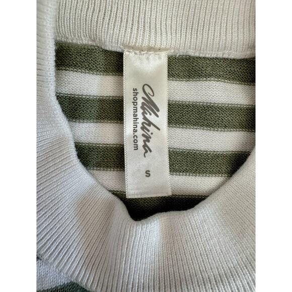 Mahina Hawai’i Light Green White Striped Mock Neck Crop Top Size Small - Picture 5 of 5